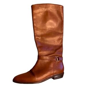 Etienne Aigner Shelby Chestnut Brown Leather Classic Riding Boots Size 6 M